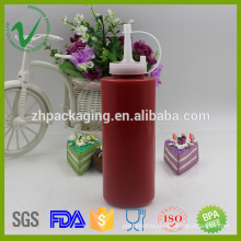 Wide mouth LDPE cylinder empty squeeze 300ml plastic sauces bottle